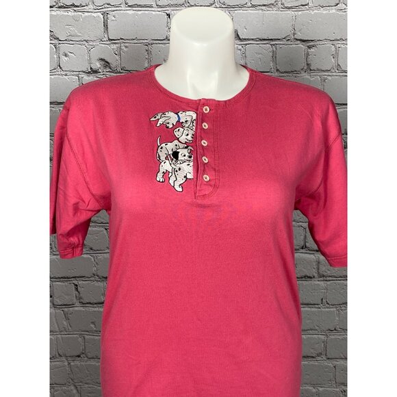 Vintage Disney 101 Dalmatians Embroidered Henley Shirt Unisex Large Light Red - Picture 3 of 7